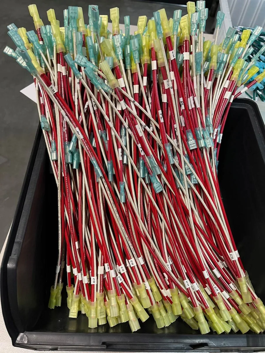 Prepared wire ends grouped for assembly