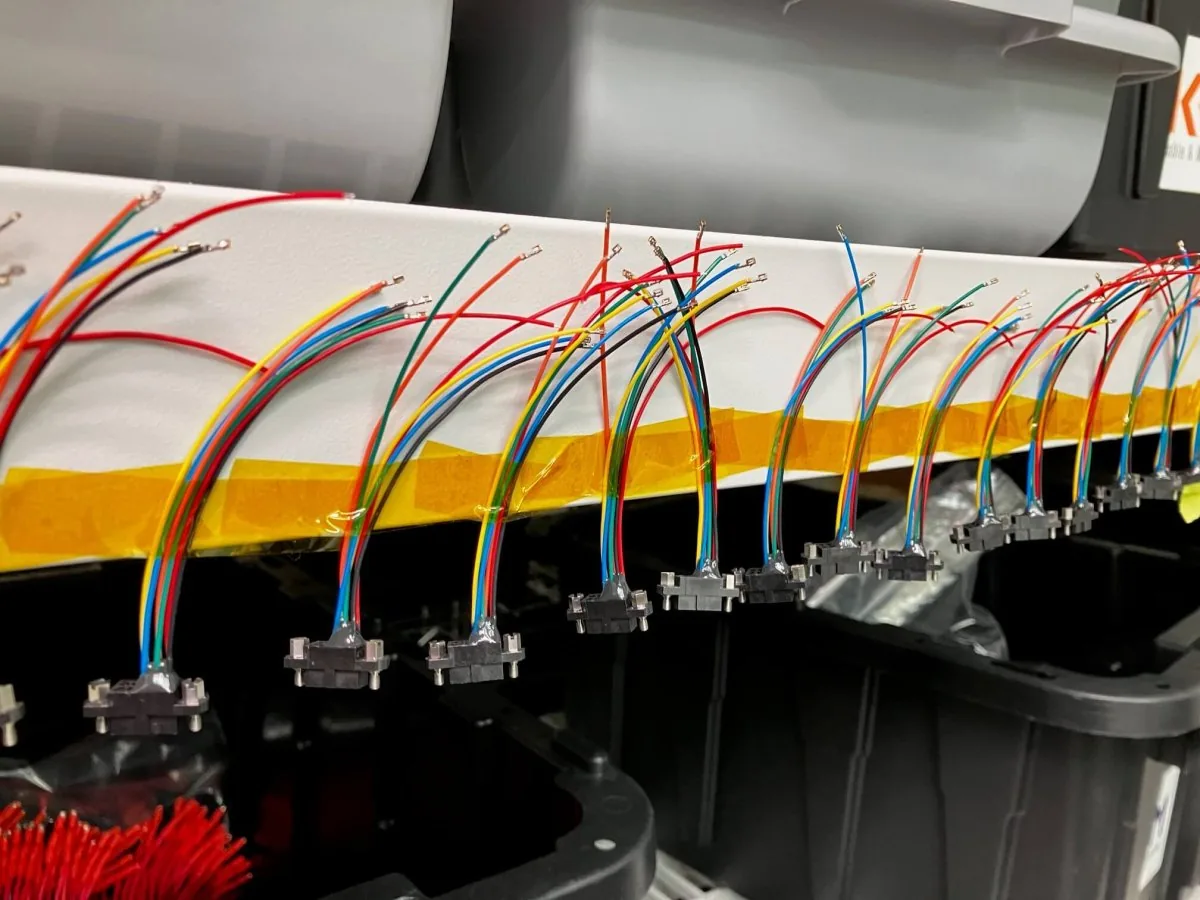 Cable assembly arranged on a production fixture
